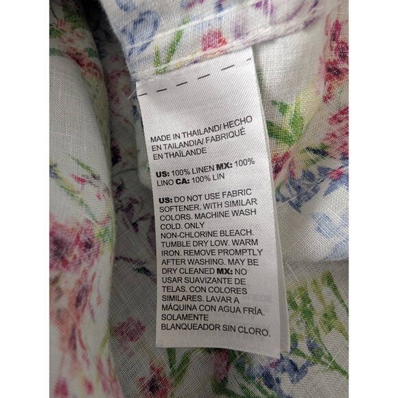 Chico's No Iron FreshChic 100% Linen Floral Print 3/4 Sleeve Button-Up Shirt 2 L - Picture 8 of 9